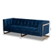 Baxton Studio Ambra Glam and Luxe Navy Blue Velvet Fabric Upholstered and Button Tufted Gold Sofa with Gold-Tone Frame - TSF-5507-Navy/Gold-SF