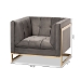 Baxton Studio Ambra Glam and Luxe Grey Velvet Fabric Upholstered and Button Tufted Armchair with Gold-Tone Frame - TSF-5507-Grey/Gold-CC