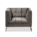 Baxton Studio Ambra Glam and Luxe Grey Velvet Fabric Upholstered and Button Tufted Armchair with Gold-Tone Frame - TSF-5507-Grey/Gold-CC