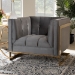 Baxton Studio Ambra Glam and Luxe Grey Velvet Fabric Upholstered and Button Tufted Armchair with Gold-Tone Frame - TSF-5507-Grey/Gold-CC
