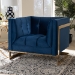 Baxton Studio Ambra Glam and Luxe Navy Blue Velvet Fabric Upholstered and Button Tufted Armchair with Gold-Tone Frame - TSF-5507-Navy/Gold-CC