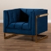 Baxton Studio Ambra Glam and Luxe Navy Blue Velvet Fabric Upholstered and Button Tufted Armchair with Gold-Tone Frame - TSF-5507-Navy/Gold-CC