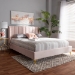 Baxton Studio Saverio Glam and Luxe Light Pink Velvet Fabric Upholstered Queen Size Platform Bed with Gold-Tone Legs - BBT6765-Light Pink-Queen