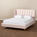 Baxton Studio Saverio Glam and Luxe Light Pink Velvet Fabric Upholstered Queen Size Platform Bed with Gold-Tone Legs - BBT6765-Light Pink-Queen