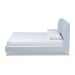 Baxton Studio Saverio Glam and Luxe Light Blue Velvet Fabric Upholstered Queen Size Platform Bed with Gold-Tone Legs - BBT6765-Light Blue-Queen