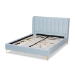 Baxton Studio Saverio Glam and Luxe Light Blue Velvet Fabric Upholstered Queen Size Platform Bed with Gold-Tone Legs - BBT6765-Light Blue-Queen