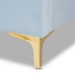 Baxton Studio Saverio Glam and Luxe Light Blue Velvet Fabric Upholstered Queen Size Platform Bed with Gold-Tone Legs - BBT6765-Light Blue-Queen