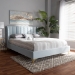 Baxton Studio Saverio Glam and Luxe Light Blue Velvet Fabric Upholstered Queen Size Platform Bed with Gold-Tone Legs - BBT6765-Light Blue-Queen