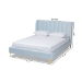 Baxton Studio Saverio Glam and Luxe Light Blue Velvet Fabric Upholstered Queen Size Platform Bed with Gold-Tone Legs - BBT6765-Light Blue-Queen