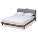 Baxton Studio Sante Mid-Century Modern Grey Fabric Upholstered Wood Queen Size Platform Bed - BBT6735-Grey-Queen
