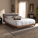 Baxton Studio Sante Mid-Century Modern Grey Fabric Upholstered Wood King Size Platform Bed - BBT6735-Grey-King