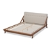 Baxton Studio Sante Mid-Century Modern Light Beige Fabric Upholstered Wood Full Size Platform Bed - BBT6735-Light Beige-Full