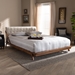 Baxton Studio Sante Mid-Century Modern Light Beige Fabric Upholstered Wood King Size Platform Bed - BBT6735-Light Beige-King