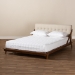 Baxton Studio Sante Mid-Century Modern Light Beige Fabric Upholstered Wood King Size Platform Bed - BBT6735-Light Beige-King