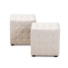 Baxton Studio Elladio Modern and Contemporary Beige Fabric Upholstered Tufted Cube Ottoman (Set of 2) - BBT5127-Beige-Otto