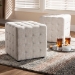Baxton Studio Elladio Modern and Contemporary Beige Fabric Upholstered Tufted Cube Ottoman (Set of 2) - BBT5127-Beige-Otto