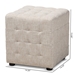 Baxton Studio Elladio Modern and Contemporary Beige Fabric Upholstered Tufted Cube Ottoman (Set of 2) - BBT5127-Beige-Otto