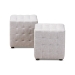 Baxton Studio Elladio Modern and Contemporary Greyish Beige Fabric Upholstered Tufted Cube Ottoman (Set of 2) - BBT5127-Greyish Beige-Otto