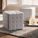Baxton Studio Elladio Modern and Contemporary Greyish Beige Fabric Upholstered Tufted Cube Ottoman (Set of 2) - BBT5127-Greyish Beige-Otto