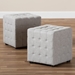 Baxton Studio Elladio Modern and Contemporary Greyish Beige Fabric Upholstered Tufted Cube Ottoman (Set of 2) - BBT5127-Greyish Beige-Otto