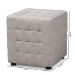 Baxton Studio Elladio Modern and Contemporary Greyish Beige Fabric Upholstered Tufted Cube Ottoman (Set of 2) - BBT5127-Greyish Beige-Otto