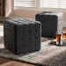 Baxton Studio Elladio Modern and Contemporary Dark Grey Fabric Upholstered Tufted Cube Ottoman (Set of 2) - BBT5127-Dark Grey-Otto