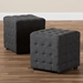 Baxton Studio Elladio Modern and Contemporary Dark Grey Fabric Upholstered Tufted Cube Ottoman (Set of 2) - BBT5127-Dark Grey-Otto