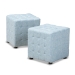 Baxton Studio Elladio Modern and Contemporary Light Blue Fabric Upholstered Tufted Cube Ottoman (Set of 2)