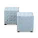 Baxton Studio Elladio Modern and Contemporary Light Blue Fabric Upholstered Tufted Cube Ottoman (Set of 2) - BBT5127-Light Blue-Otto