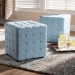Baxton Studio Elladio Modern and Contemporary Light Blue Fabric Upholstered Tufted Cube Ottoman (Set of 2) - BBT5127-Light Blue-Otto
