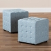 Baxton Studio Elladio Modern and Contemporary Light Blue Fabric Upholstered Tufted Cube Ottoman (Set of 2) - BBT5127-Light Blue-Otto