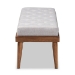 Baxton Studio Linus Mid-Century Modern Greyish Beige Fabric Upholstered and Button Tufted Wood Bench - BBT5363-Greyish Beige-Bench