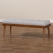 Baxton Studio Linus Mid-Century Modern Greyish Beige Fabric Upholstered and Button Tufted Wood Bench - BBT5363-Greyish Beige-Bench
