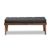 Baxton Studio Linus Mid-Century Modern Dark Grey Fabric Upholstered and Button Tufted Wood Bench - BBT5363-Dark Grey-Bench