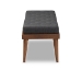 Baxton Studio Linus Mid-Century Modern Dark Grey Fabric Upholstered and Button Tufted Wood Bench - BBT5363-Dark Grey-Bench