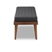 Baxton Studio Linus Mid-Century Modern Dark Grey Fabric Upholstered and Button Tufted Wood Bench - BBT5363-Dark Grey-Bench