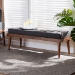 Baxton Studio Linus Mid-Century Modern Dark Grey Fabric Upholstered and Button Tufted Wood Bench - BBT5363-Dark Grey-Bench