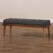 Baxton Studio Linus Mid-Century Modern Dark Grey Fabric Upholstered and Button Tufted Wood Bench - BBT5363-Dark Grey-Bench