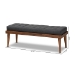 Baxton Studio Linus Mid-Century Modern Dark Grey Fabric Upholstered and Button Tufted Wood Bench - BBT5363-Dark Grey-Bench