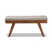 Baxton Studio Alona Mid-Century Modern Light Grey Fabric Upholstered Wood Dining Bench - Alona-Medium Oak/Light Grey-Bench