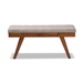Baxton Studio Alona Mid-Century Modern Light Grey Fabric Upholstered Wood Dining Bench - Alona-Medium Oak/Light Grey-Bench