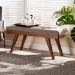 Baxton Studio Alona Mid-Century Modern Light Grey Fabric Upholstered Wood Dining Bench - Alona-Medium Oak/Light Grey-Bench
