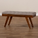 Baxton Studio Alona Mid-Century Modern Light Grey Fabric Upholstered Wood Dining Bench - Alona-Medium Oak/Light Grey-Bench