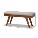 Baxton Studio Alona Mid-Century Modern Light Grey Fabric Upholstered Wood Dining Bench - Alona-Medium Oak/Light Grey-Bench