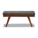 Baxton Studio Alona Mid-Century Modern Medium Grey Fabric Upholstered Wood Dining Bench - Alona-Medium Oak/Medium Grey-Bench