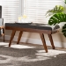 Baxton Studio Alona Mid-Century Modern Medium Grey Fabric Upholstered Wood Dining Bench - Alona-Medium Oak/Medium Grey-Bench
