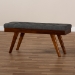 Baxton Studio Alona Mid-Century Modern Medium Grey Fabric Upholstered Wood Dining Bench - Alona-Medium Oak/Medium Grey-Bench