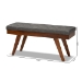 Baxton Studio Alona Mid-Century Modern Medium Grey Fabric Upholstered Wood Dining Bench - Alona-Medium Oak/Medium Grey-Bench