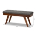 Baxton Studio Alona Mid-Century Modern Medium Grey Fabric Upholstered Wood Dining Bench - Alona-Medium Oak/Medium Grey-Bench