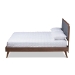 Baxton Studio Ines Mid-Century Modern Dark Grey Fabric Upholstered Walnut Brown Finished Wood Full Size Platform Bed - Ines-Dark Grey/Ash Walnut-Full